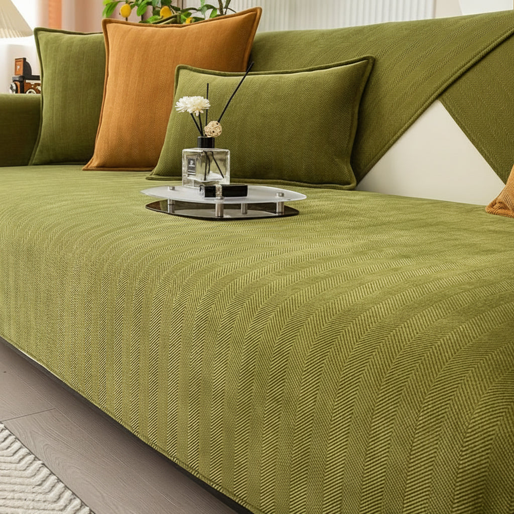 Elastic & Non-Slip Ribbed Chenille Sofa Cover
