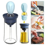 Oil Dispenser Bottle Push-Top Silicone Brush Glass Body