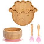 Children's Tableware Set Bamboo Suction Base 4-Piece