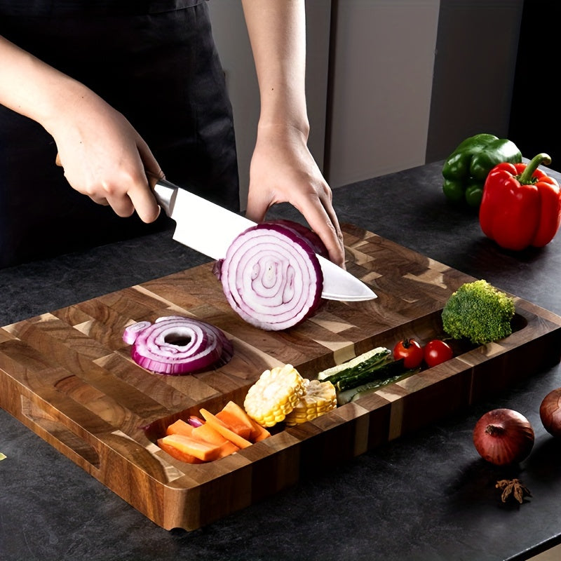 End Grain Chopping Block – Durable Acacia Wood Cutting Board for Kitchen