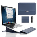 Laptop Sleeve Waterproof & Shock-Resistant PU Leather Foldable Stand