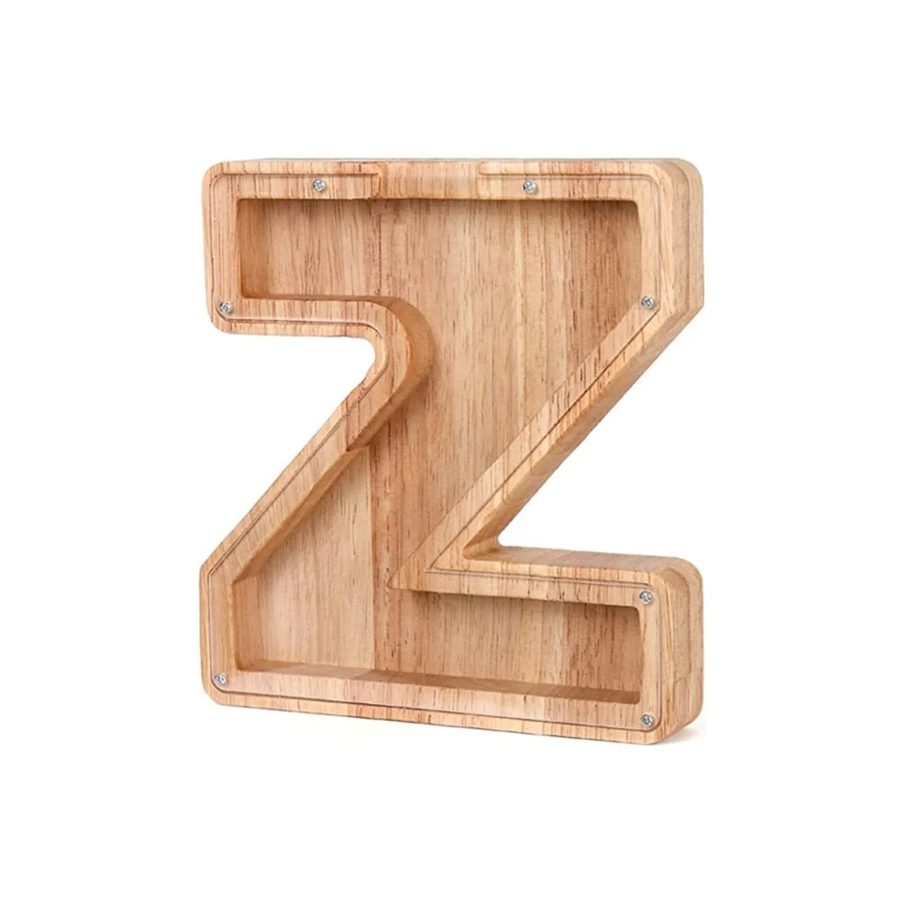 Piggy Bank Personalized Letter Sustainable Wood & Acrylic