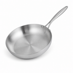 Uncoated Stainless Steel Induction & Gas Compatible Frying Pan (Multiple Sizes)