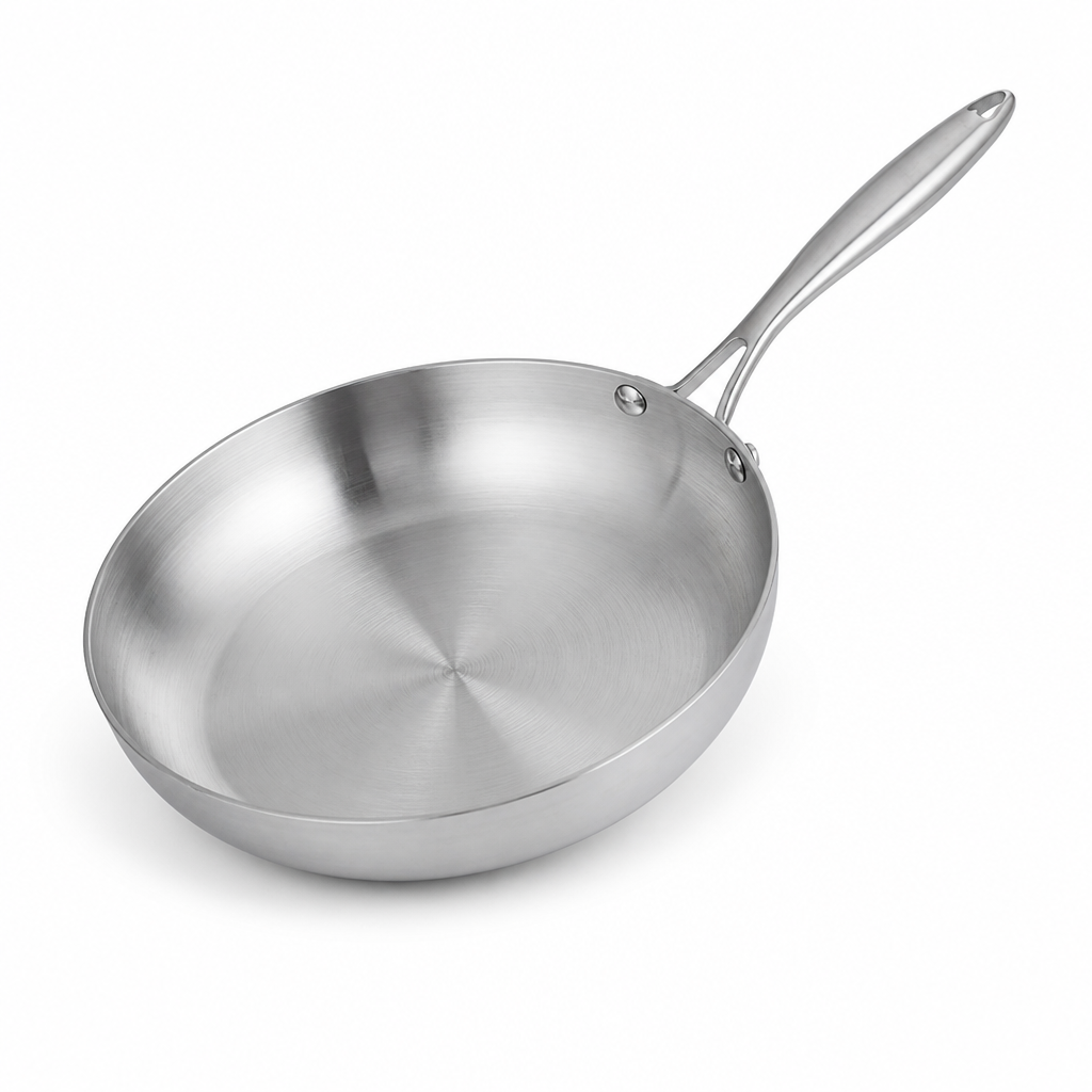 Uncoated Stainless Steel Induction & Gas Compatible Frying Pan (Multiple Sizes)