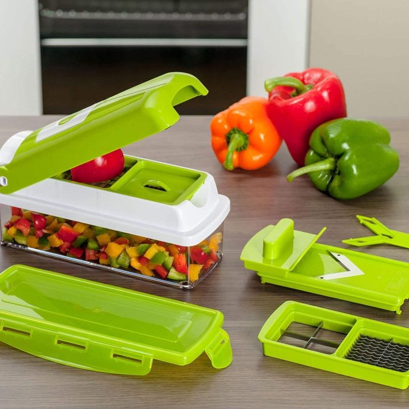 Vegetable Slicer 12-in-1 Stainless Steel Blades & Safety Guard