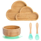 Children's Tableware Set Bamboo Suction Base 4-Piece
