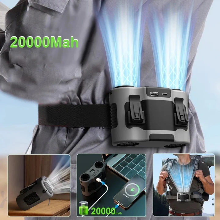 Waist Clip Fan 20,000mAh Dual Outlets