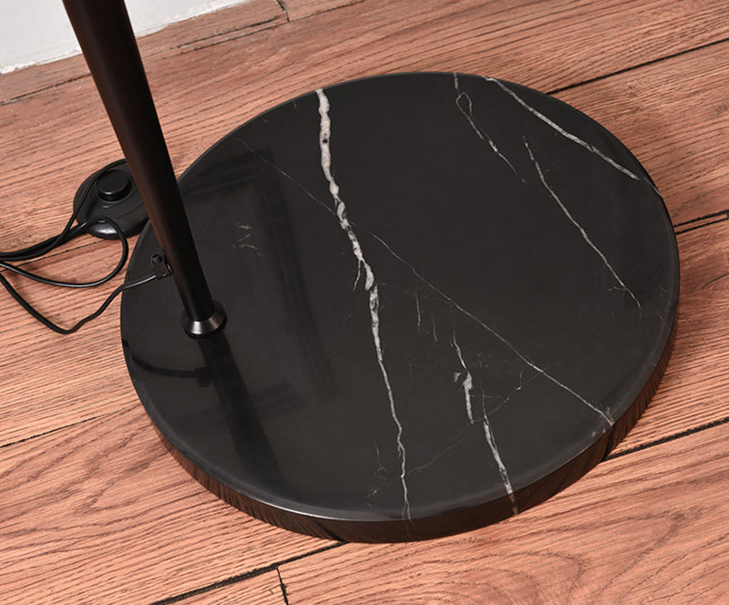 Arc Shaped Floor Lamp in Black Metal with Circular Base
