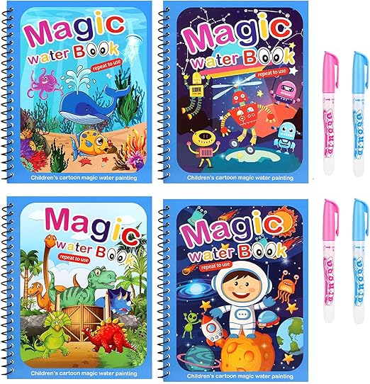 Water Coloring Book Set Reusable & Mess-Free 4 Books