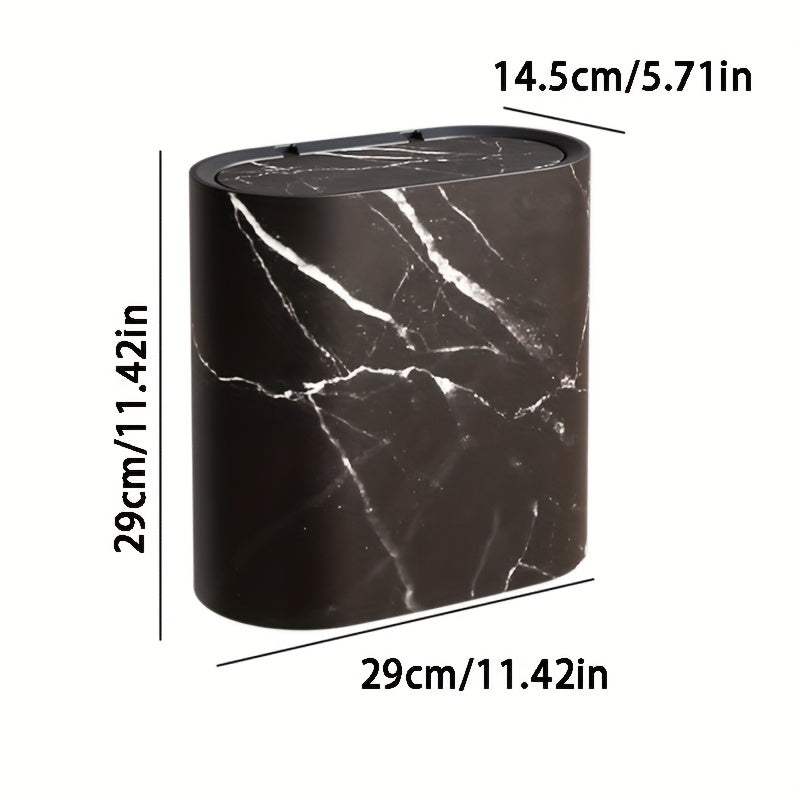 Modern Waste Bin with Lid – Marble Design for Kitchen and Bathroom