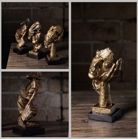 Abstract Sculpture Scandinavian Minimalist Gold Finish