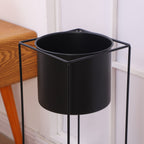 Contemporary Black Rectangular Plant Holder for Indoor Use