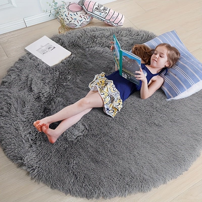 Round Fluffy Rug Ultra-Soft Polyester Non-Slip & Machine Washable