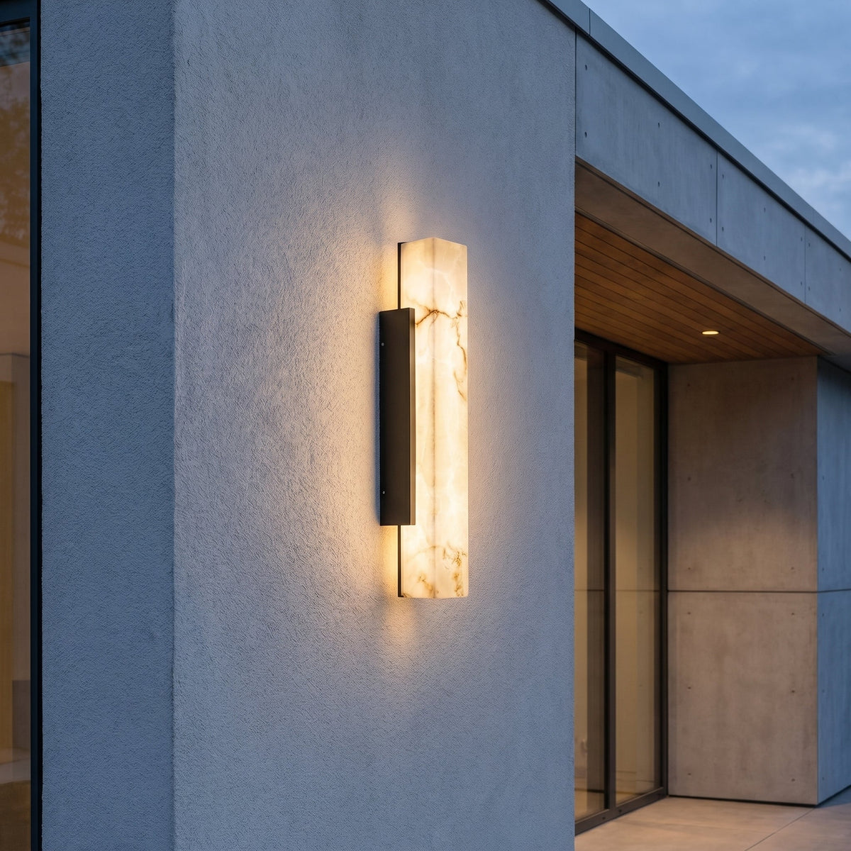 Wall Lamp in Stylish Alabaster with Black Metal Structure