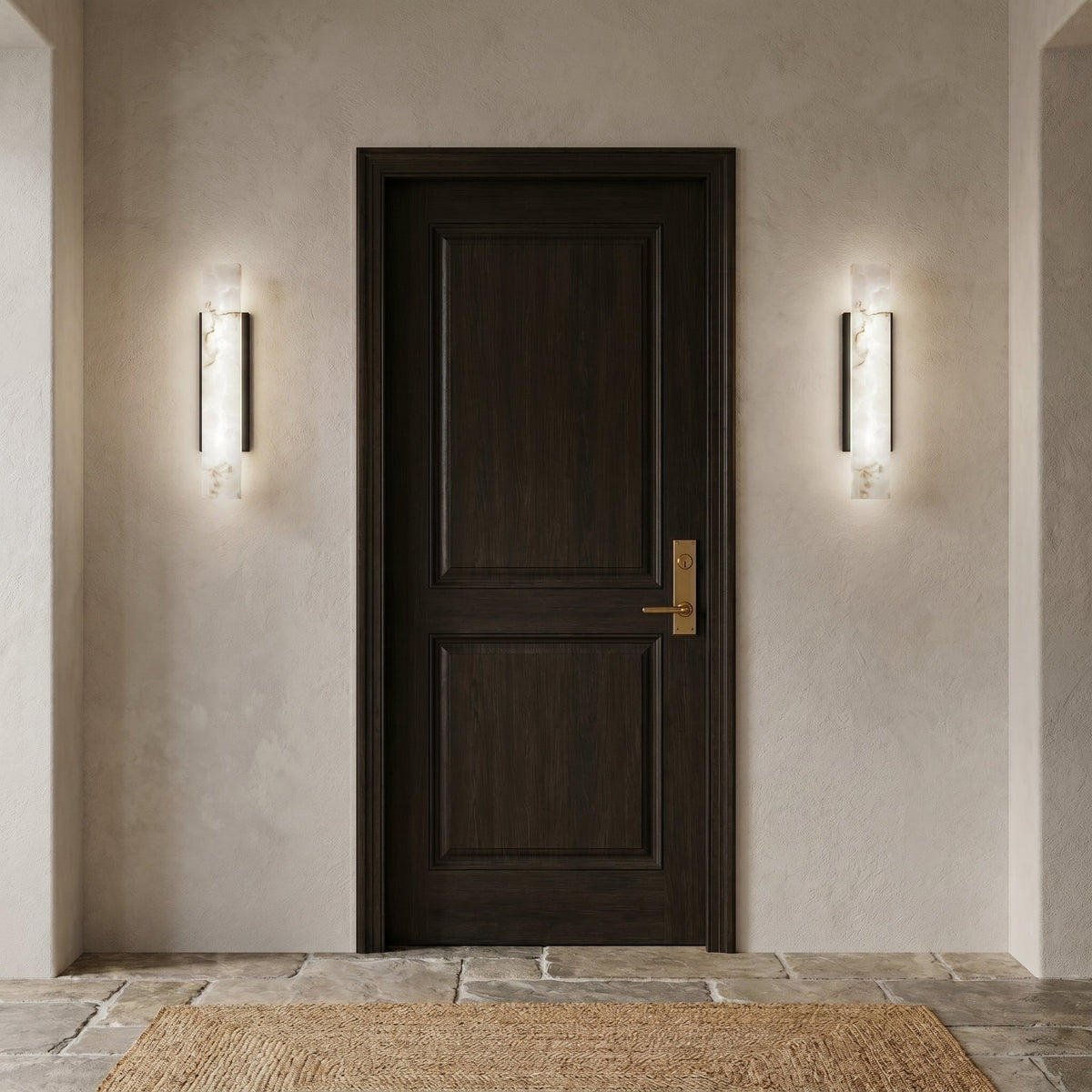 Wall Lamp in Stylish Alabaster with Black Metal Structure