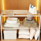 Adjustable Double-Level Closet Organizer Shelf