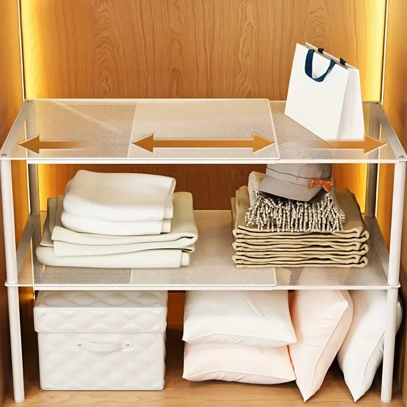 Adjustable Double-Level Closet Organizer Shelf