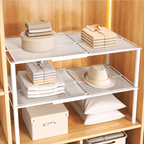 Adjustable Double-Level Closet Organizer Shelf