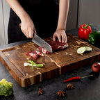 End Grain Chopping Block – Durable Acacia Wood Cutting Board for Kitchen