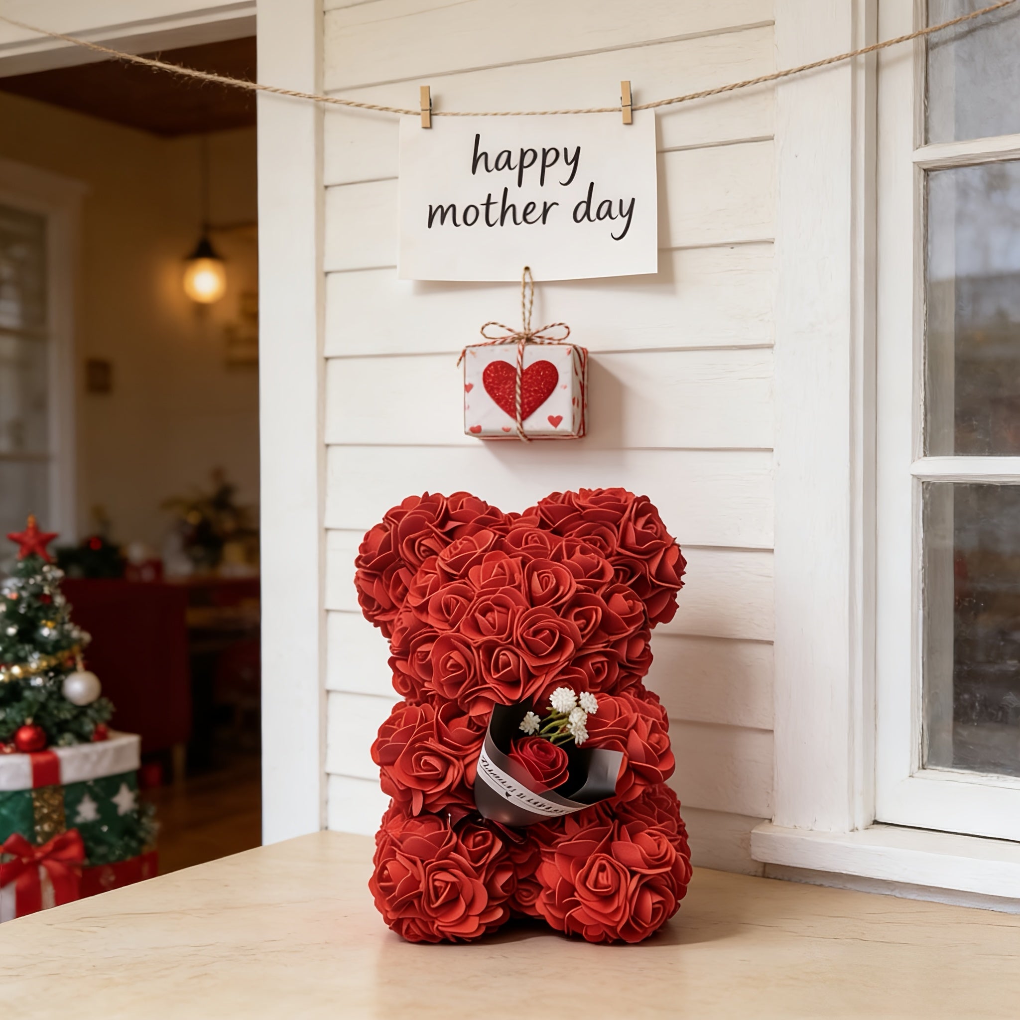 Artificial Flower Bear Decor for Mother's Day Gift