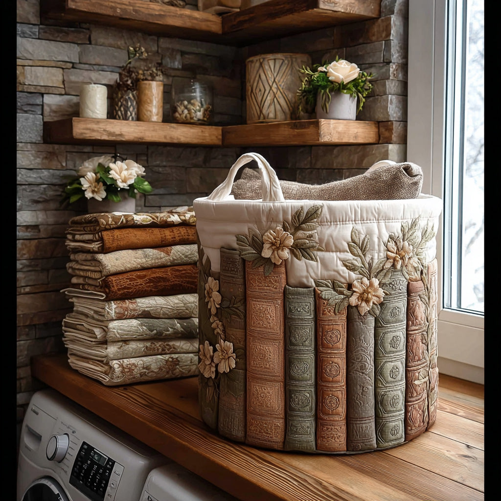Quilted Foldable Laundry Basket (Reinforced Linen Handles)