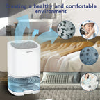 Dehumidifier 1000ml Quiet 2-in-1 Air Filtration