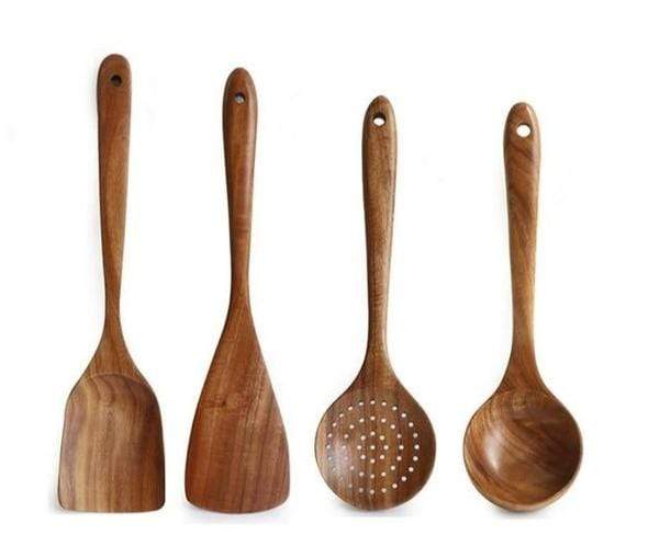 Kitchen Utensil Set Natural Wood Heat-Resistant & Non-Scratch