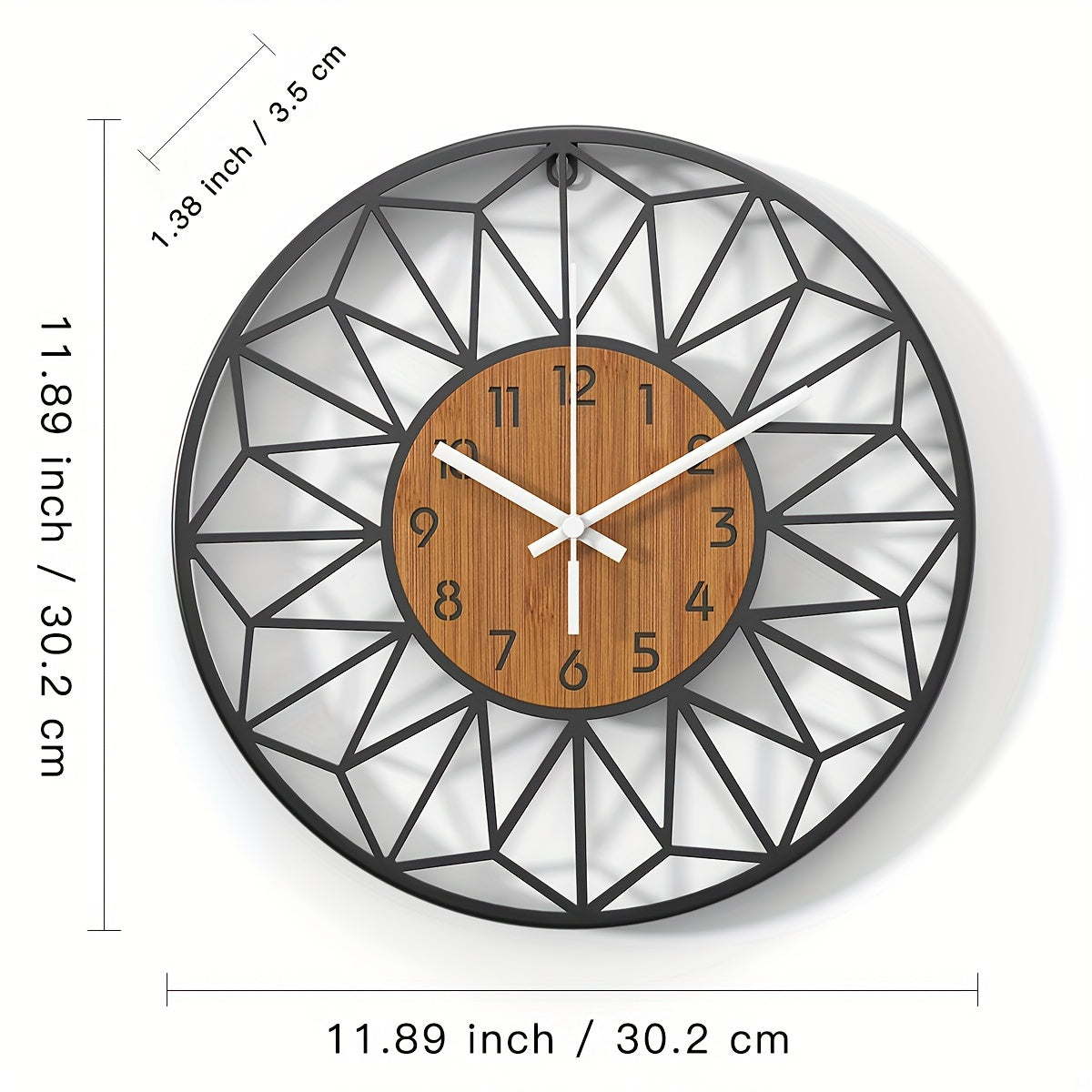 Contemporary Wall Clock with Wooden Grain Center Accent