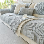 Velvet Polyester Non-Slip Machine-Washable Armchair Cover (Separate Seat Pad)
