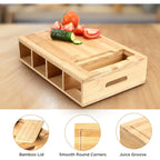 Multifunctional Kitchen Prep Station with Bamboo Cutting Board and Storage Trays