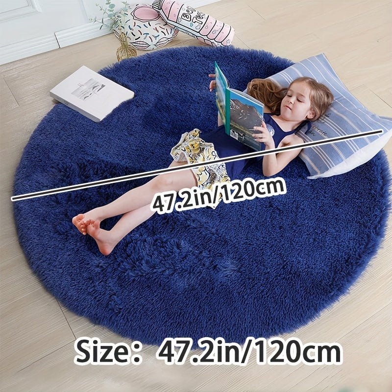 Round Fluffy Rug Ultra-Soft Polyester Non-Slip & Machine Washable