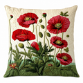 Quilted Cotton-Polyester Poppy Floral Cushion Cover (Envelope Closure)