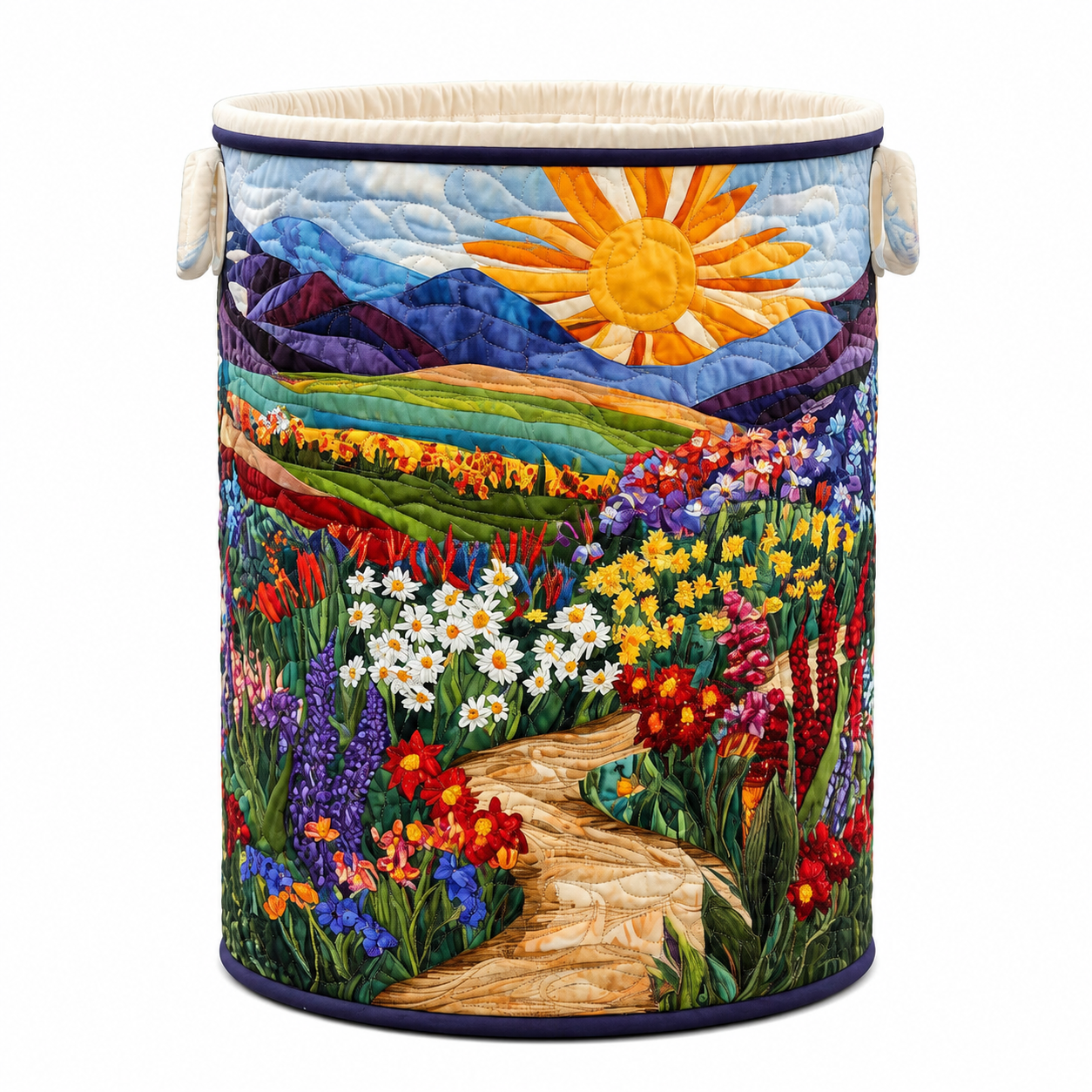 Quilted Cotton-Polyester Self-Standing & Foldable Laundry Basket