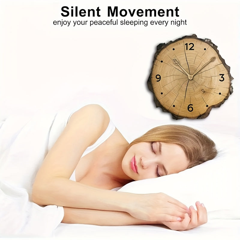 Natural Log Design Wall Clock – Rustic Wood Slice Home Decoration