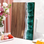 Acacia Wood Serving and Cheese Board - Ocean-Inspired Wave Design