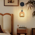 Handwoven Rattan Wall Light – Bohemian Sconce for Bedroom & Living Room