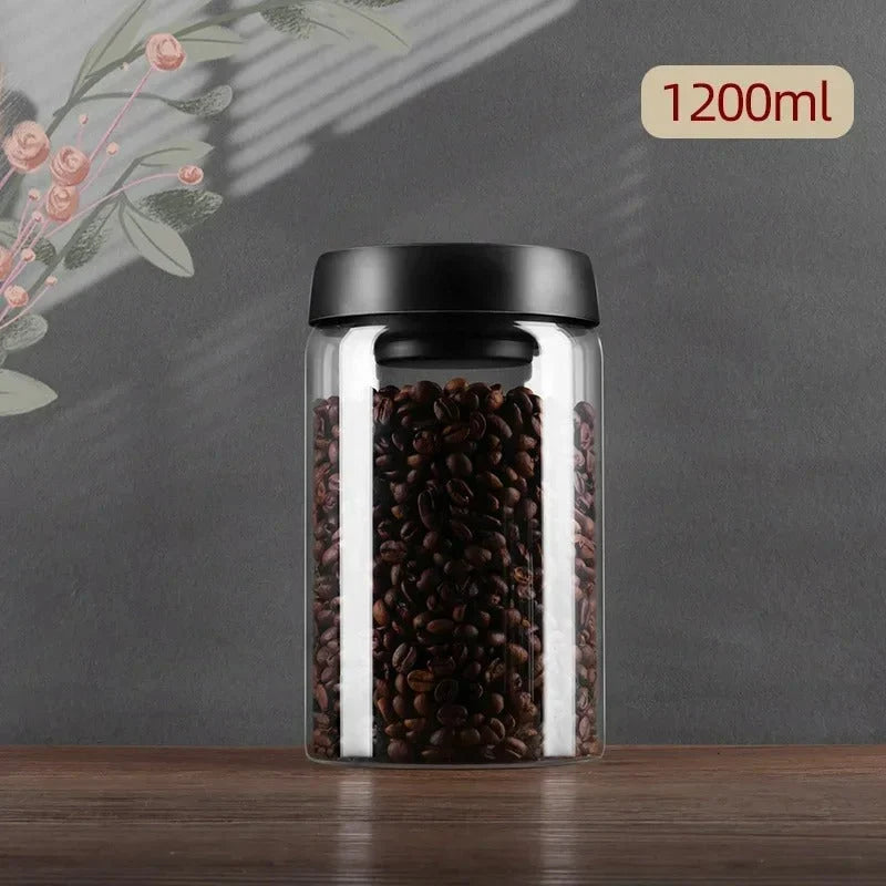 Coffee Bean Storage Jar Vacuum Pump Airtight Borosilicate Glass