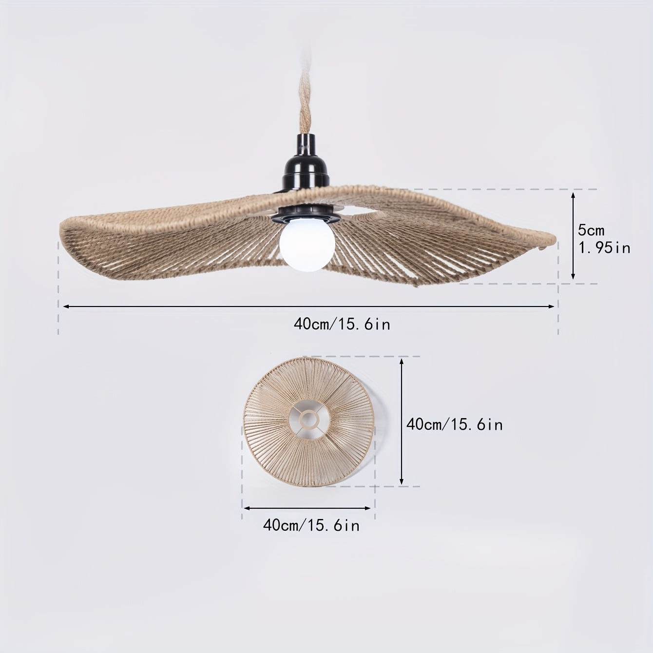 Natural Artistic Ceiling Light Shade Made of Handwoven Paper Rope
