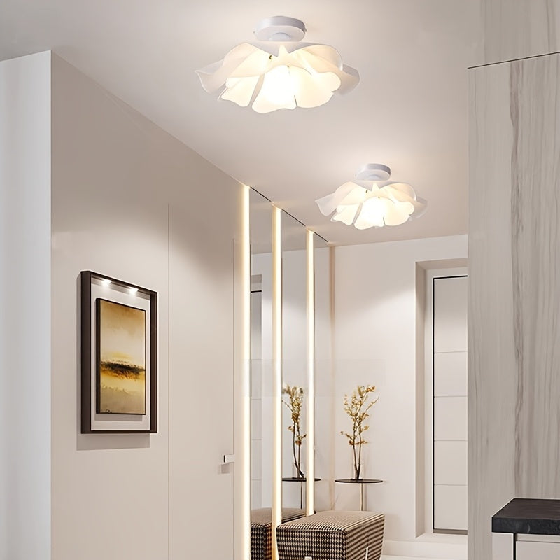 Modern Flower Design Semi-Flush Ceiling Light in Rose Petal Style