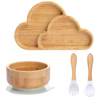 Children's Tableware Set Bamboo Suction Base 4-Piece