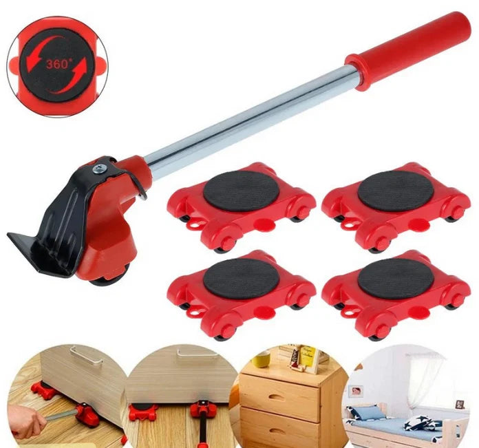 Furniture Mover Set Ergonomic Lever & 360 Swivel Wheels