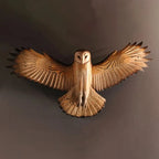 Wall Sculpture Handcrafted Wood Owl & Hooks