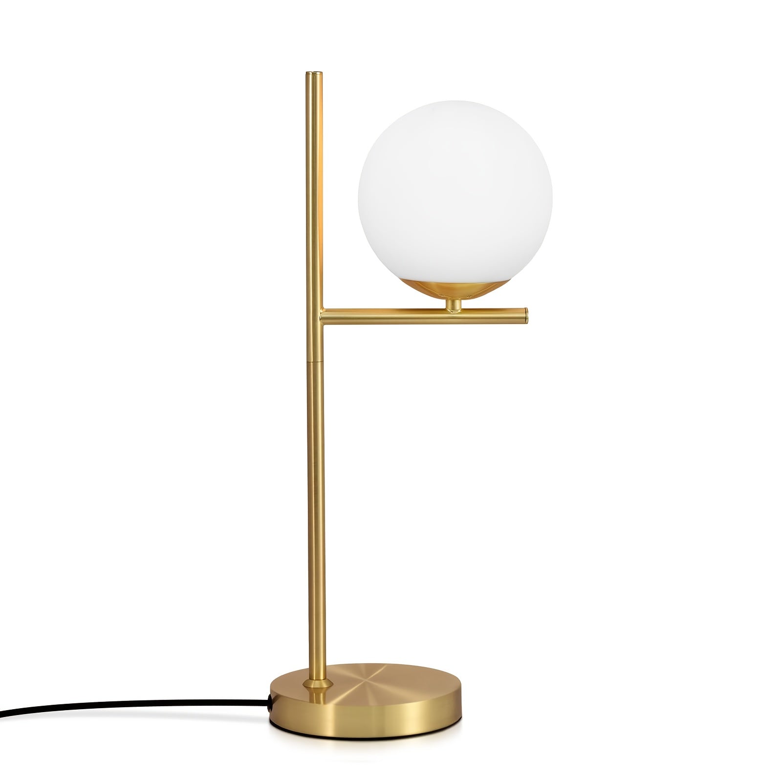 Contemporary Table Lamp with Gold Finish and White Glass Sphere
