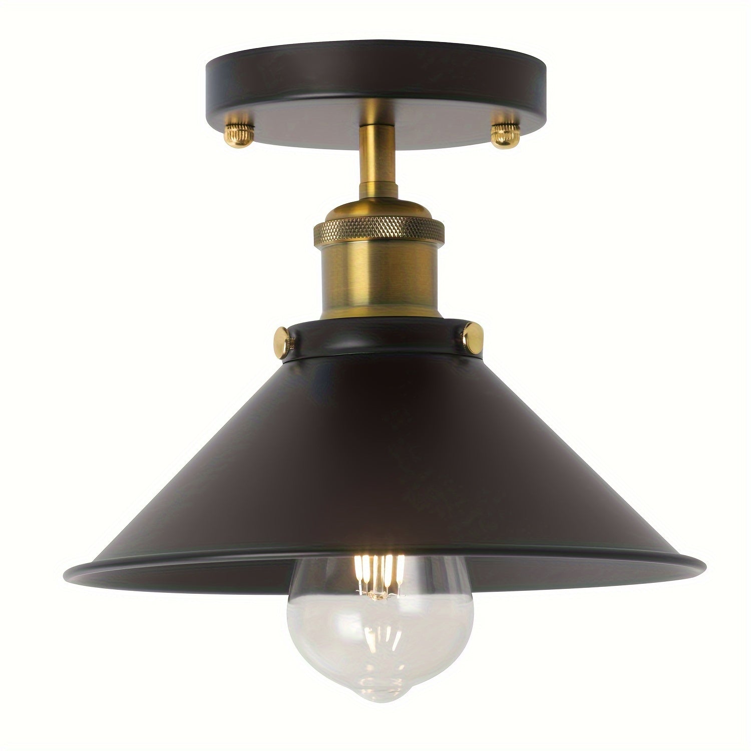 Vintage Metal Ceiling Light Fixture – Black Semi Flush Mount