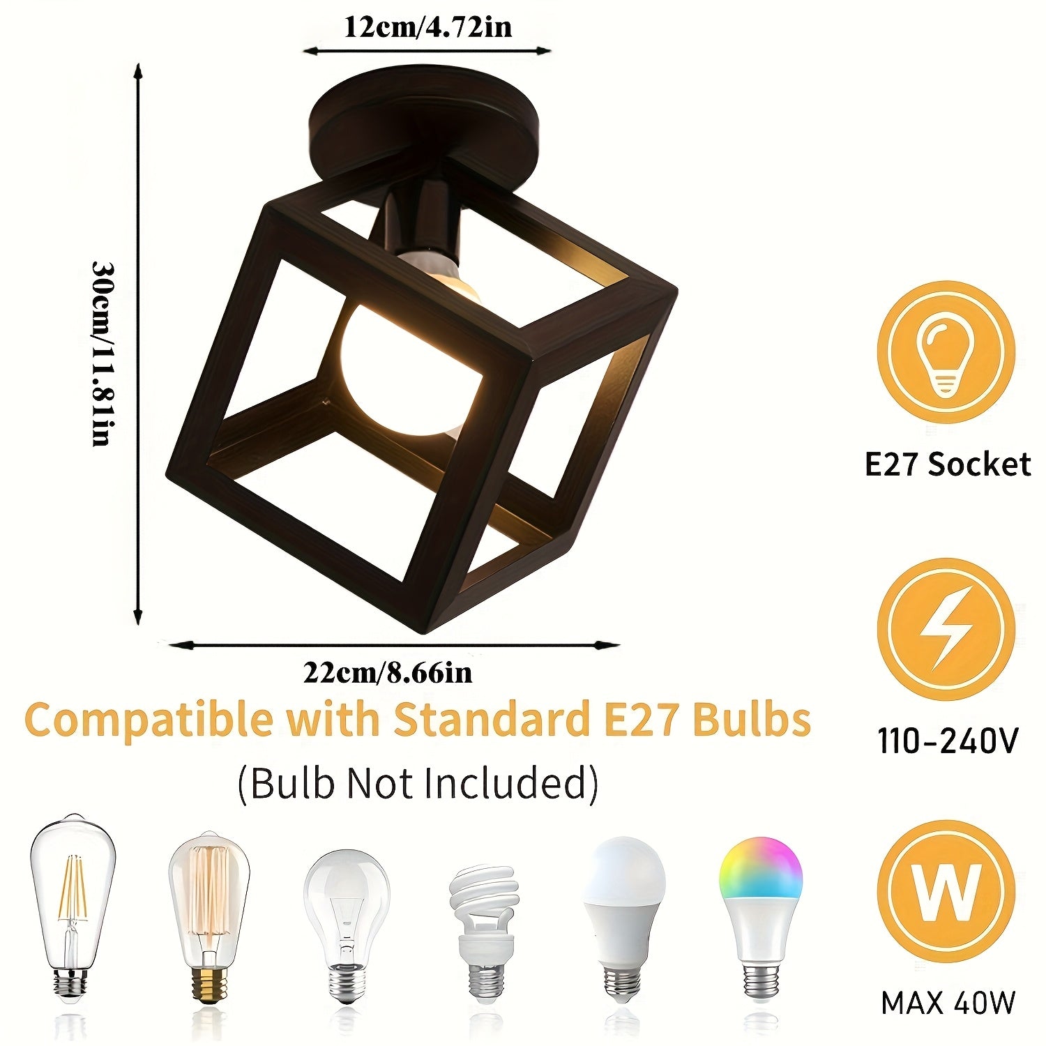 Industrial Style Semi Flush Mount Ceiling Light in Geometric Cube Design