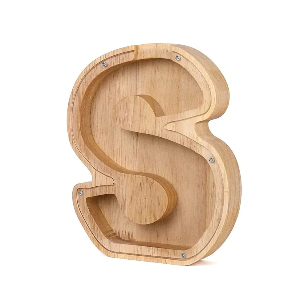 Piggy Bank Personalized Letter Sustainable Wood & Acrylic