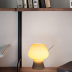 Mushroom-Shaped Glass Lamp – Vintage Ribbed Design for Bedside Use