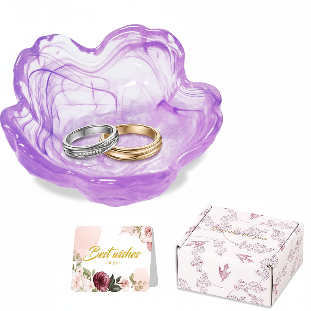 Flower-Shaped Ceramic Ring Holder Tray for Mother's Day Gift