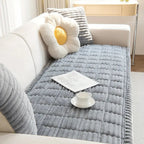 Non-Slip Plush Pleated-Edge Sofa Slipcover