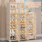 Shoe Rack Space-Saving Metal Frame & Fabric Shelves